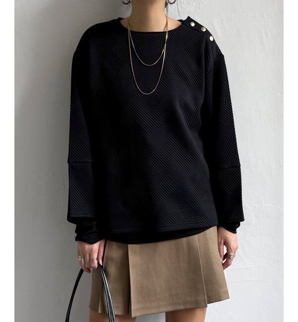 Lbc with Life「幾何学ジャカード袖パフプルオーバー」|その他|ブラック