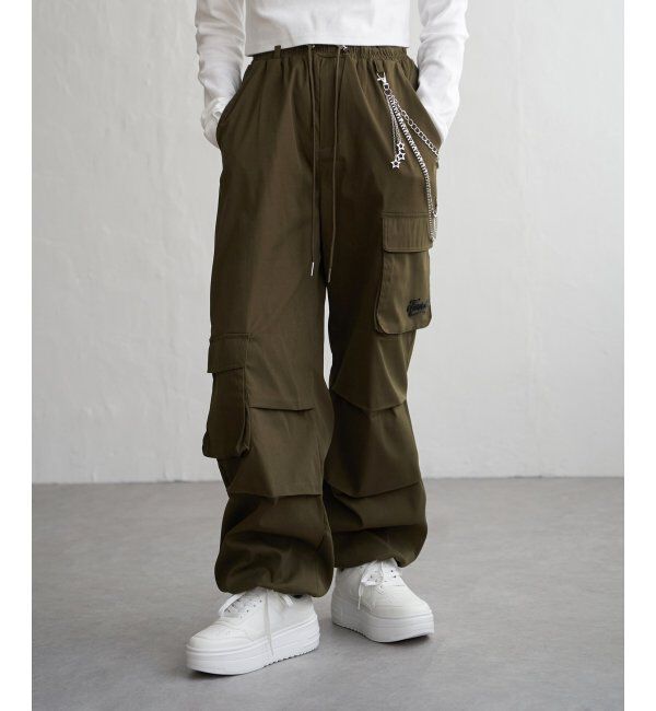 VENCE share style「チェーン付きカーゴパンツ」|デニム|カーキ