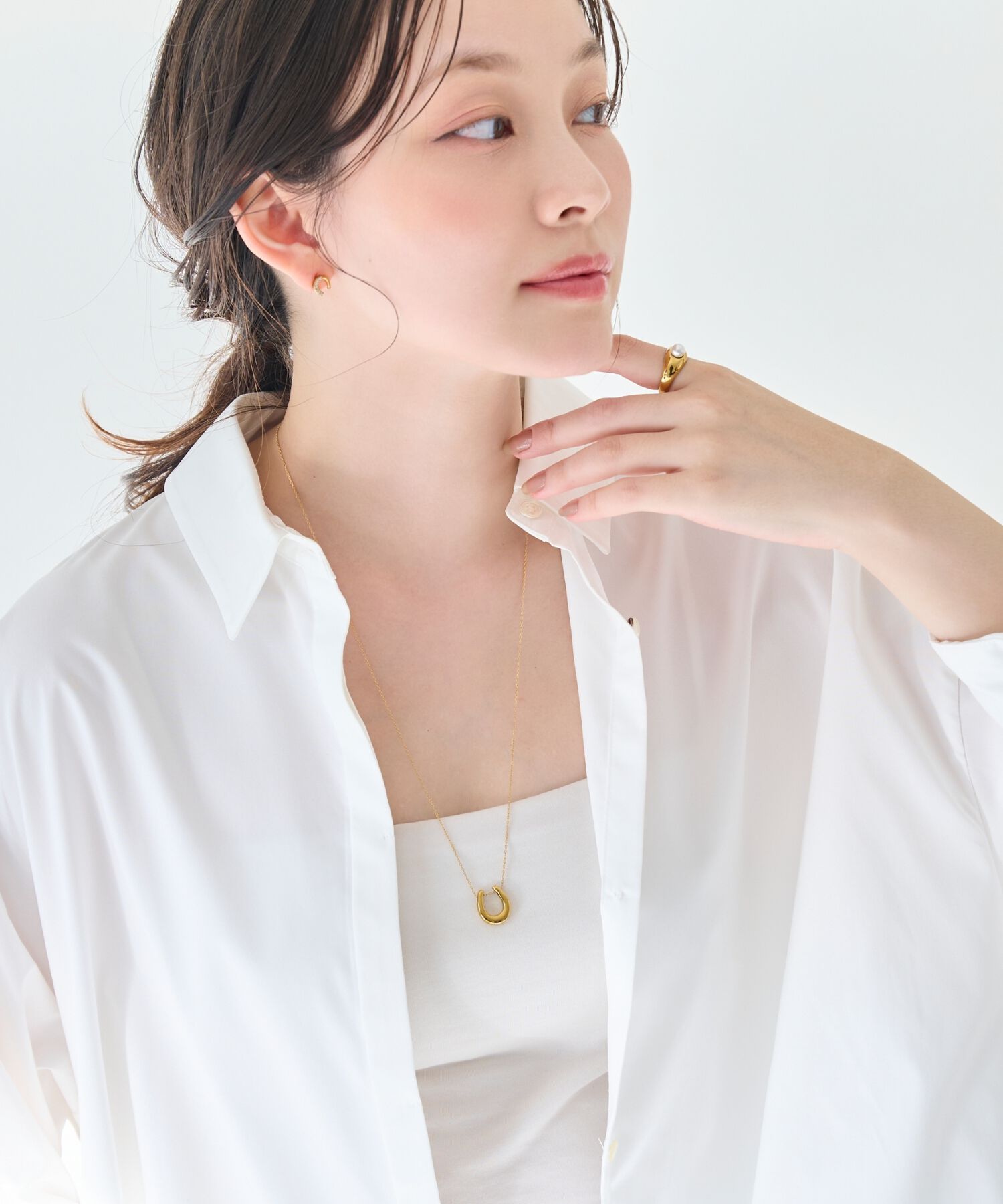 Phoebe「【金属アレルギー対応】メタリックホースシューネックレス　ゴールド　ステンレス/馬蹄/蹄鉄/ギフト/バテイ」|ネックレス|