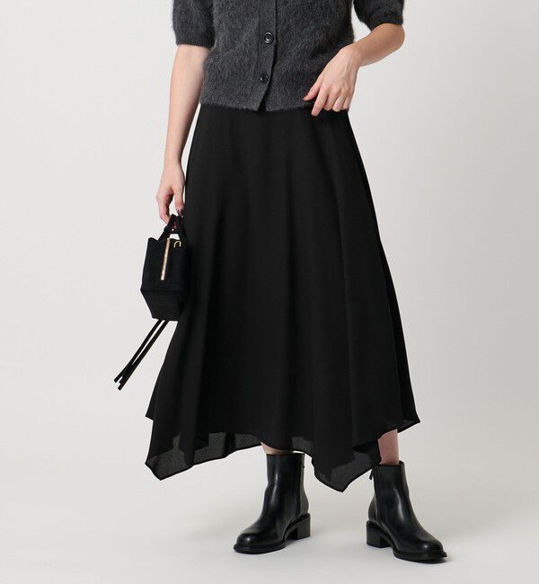 UNITED ARROWS「イレギュラー ヘム フレア スカート」|フレア|BLACK