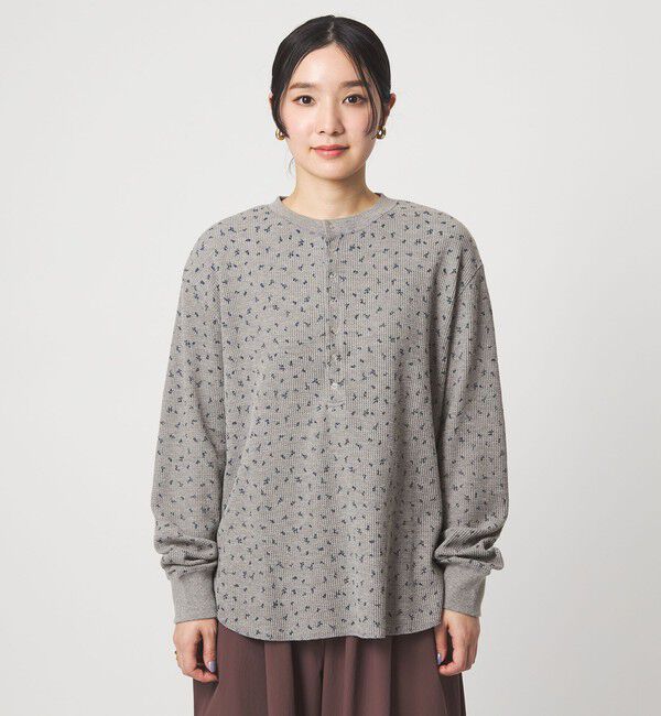 UNITED ARROWS green label relaxing「【WEB限定】＜at ease＞ワッフル ヘンリーネック  フラワープリント カットソー」|Tシャツ・カットソー|