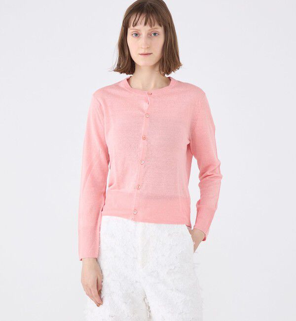 MACPHEE「プレーンリネン クルーネックカーディガン」|カーディガン|