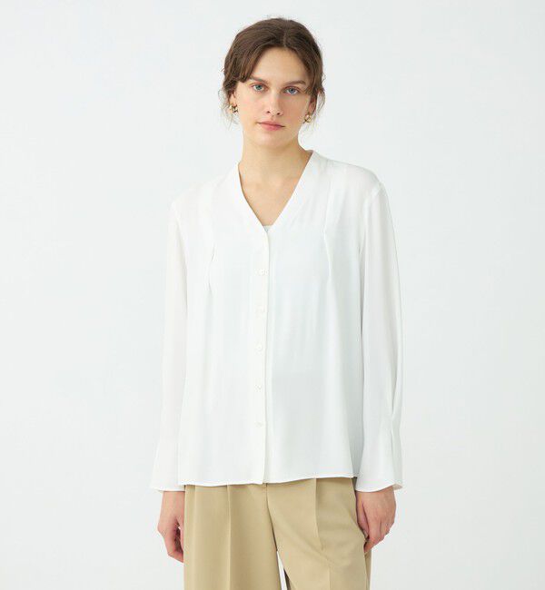 Ballsey「マットサテン Vネックブラウス」|シャツ・ブラウス|