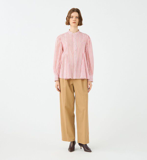 SOULEIADO「コットンボイルプリント バイカラーAラインブラウス」|シャツ・ブラウス|