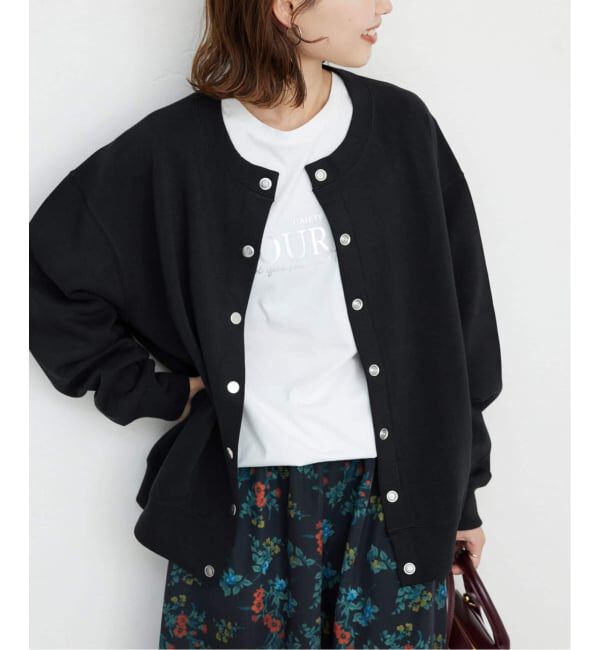 SLOBE IENA「《追加》ダブルフェイスジャージースナップカーディガン」|カーディガン|