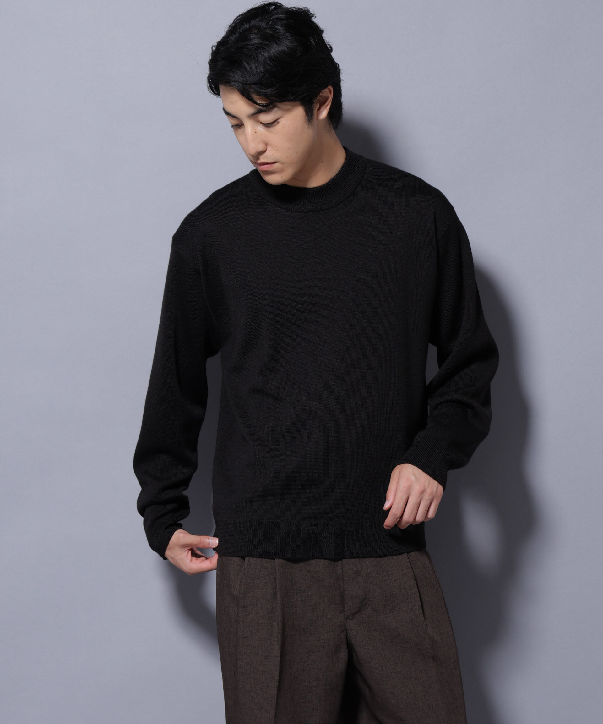 nano･universe「タスマニアウールミックス ミラノリブリラックスモックネックニット」|ニット・セーター|