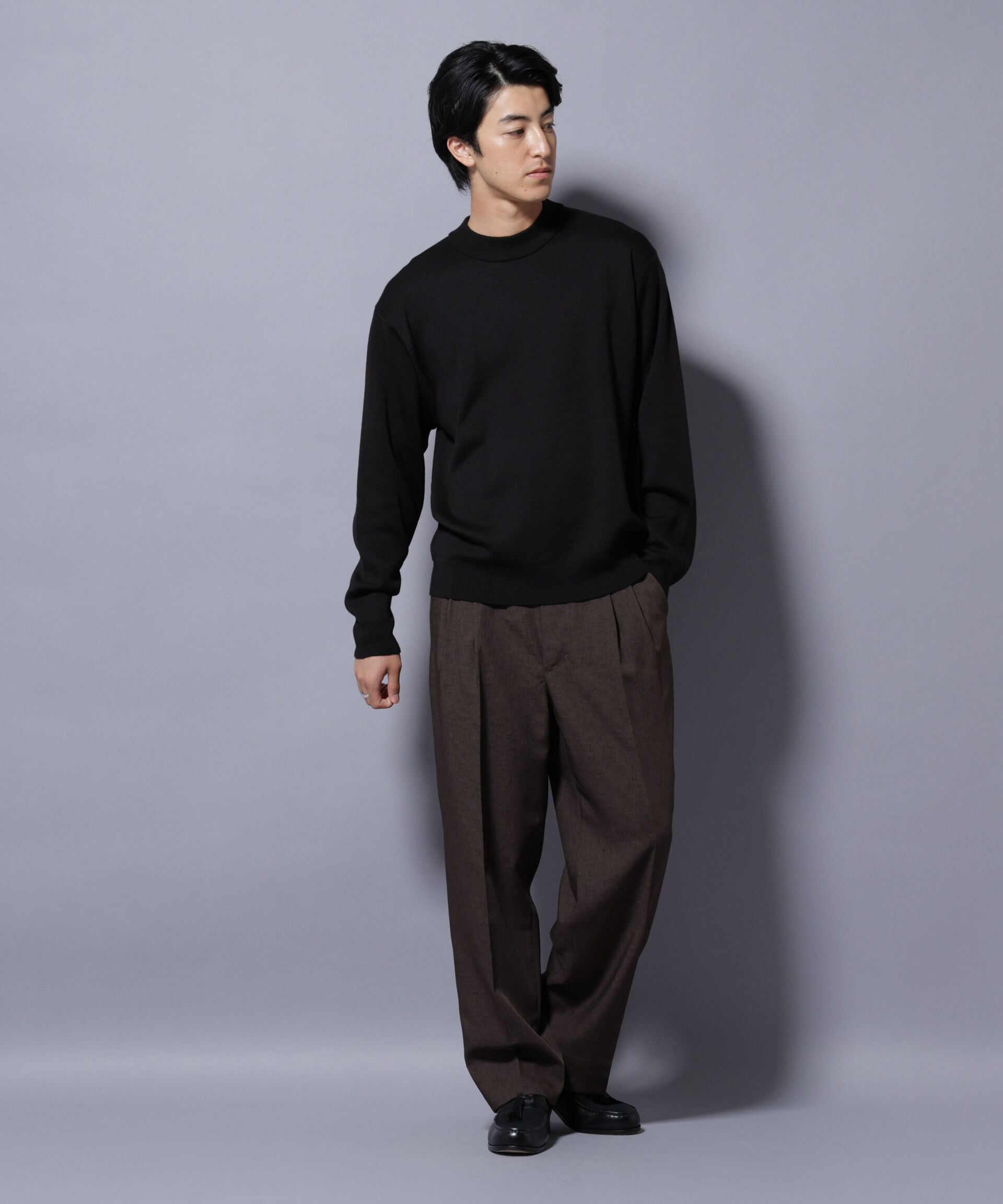 nano･universe「タスマニアウールミックス ミラノリブリラックスモックネックニット」|ニット・セーター|