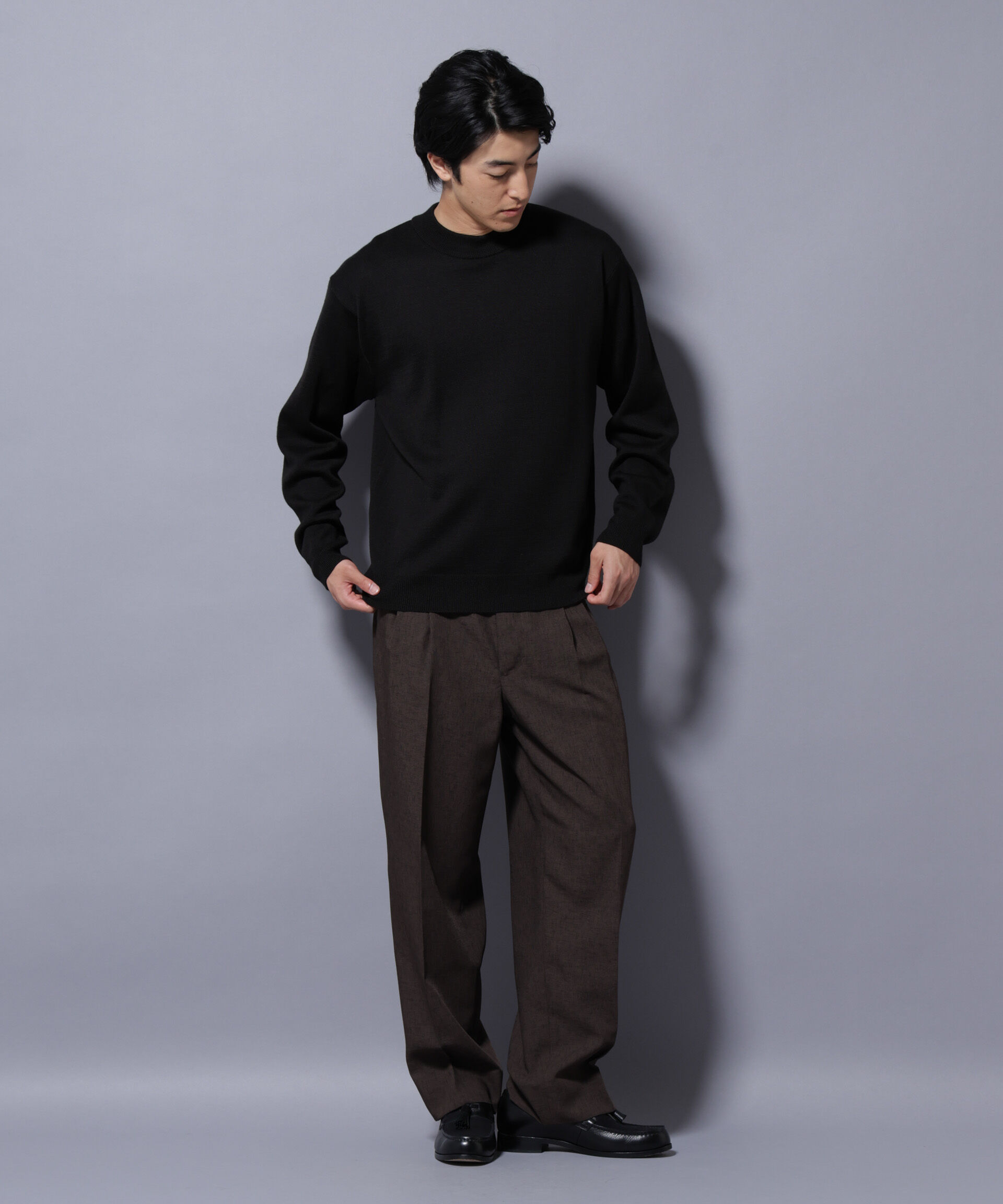 nano･universe「タスマニアウールミックス ミラノリブリラックスモックネックニット」|ニット・セーター|