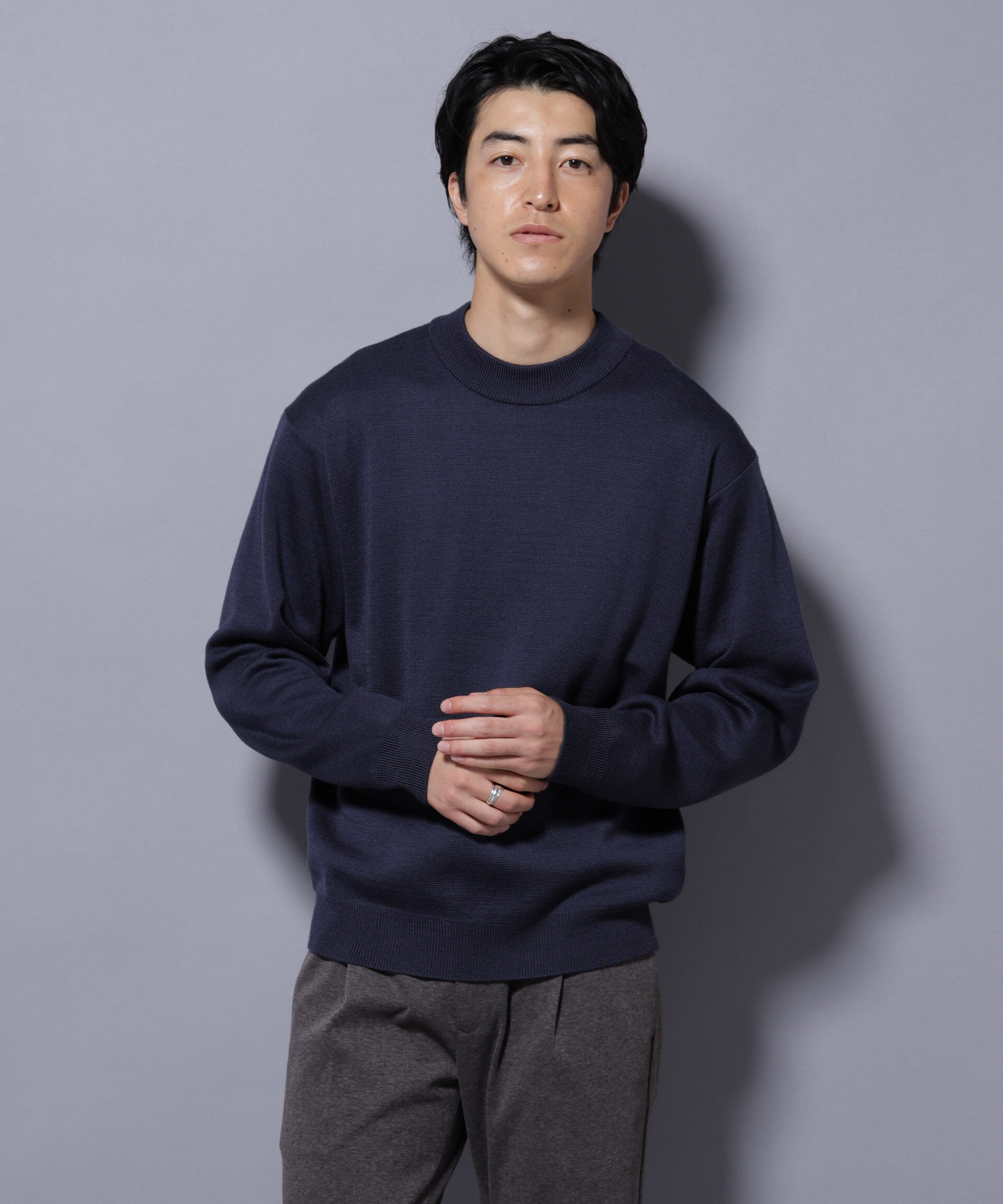 nano･universe「タスマニアウールミックス ミラノリブリラックスモックネックニット」|ニット・セーター|