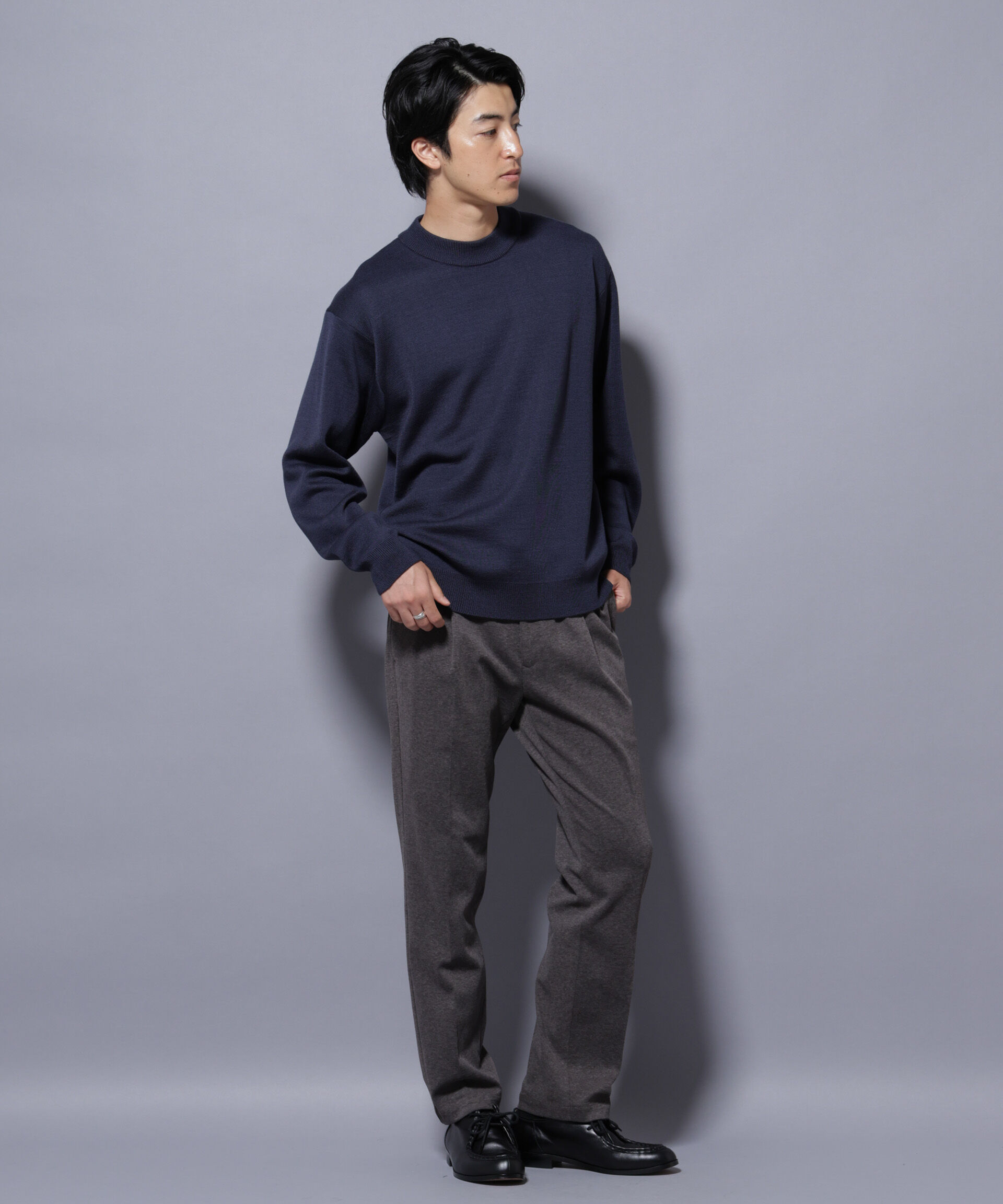 nano･universe「タスマニアウールミックス ミラノリブリラックスモックネックニット」|ニット・セーター|