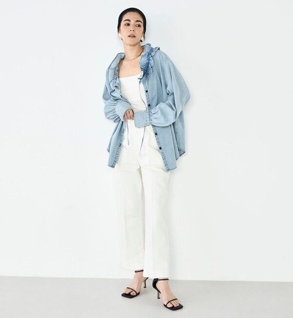 Rie Miller「【RM denim】スリットクロップドセンタープレスデニム」|デニム|