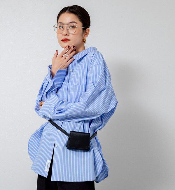 MAQWEL「【MAQWEL/マクウェル】ウォッシャブルストライプシャツ」|シャツ・ブラウス|ブルー系3