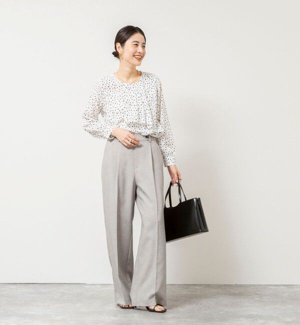 NOLLEY'S sophi「ウォッシャブルファンクショナルジョーゼットプリントタックフレアーブラウス」|シャツ・ブラウス|