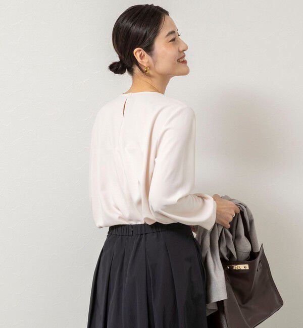 NOLLEY'S sophi「ウォッシャブルファンクショナルジョーゼットプリントタックフレアーブラウス」|シャツ・ブラウス|