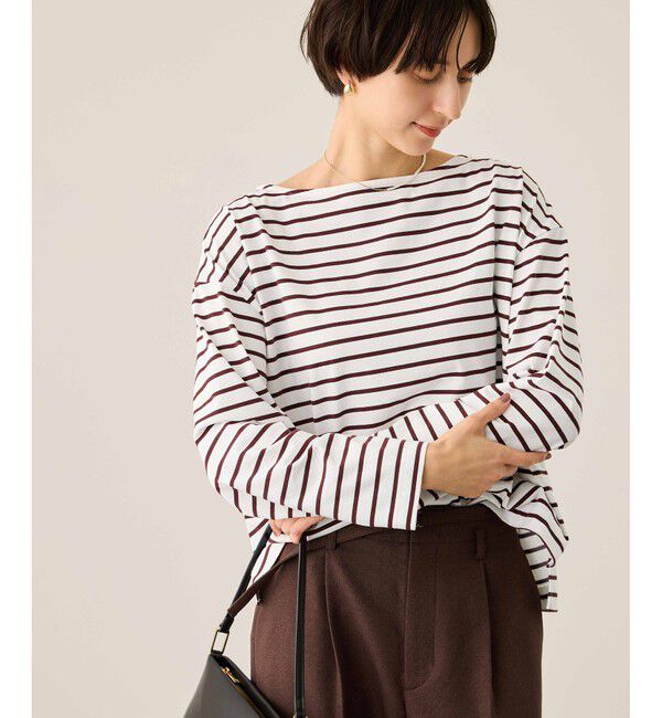 Rope&rsquo;Picnic「ボックスシルエットボーダーカットソー」|Tシャツ・カットソー|ブラウン系(22)