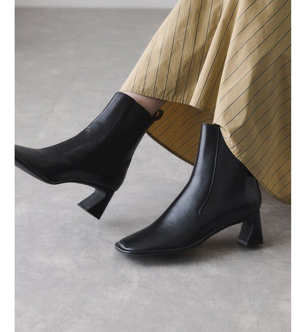 ADAM ET ROPE'「ラウンドサイドゴアブーツ」|ロングブーツ|ブラック(01)