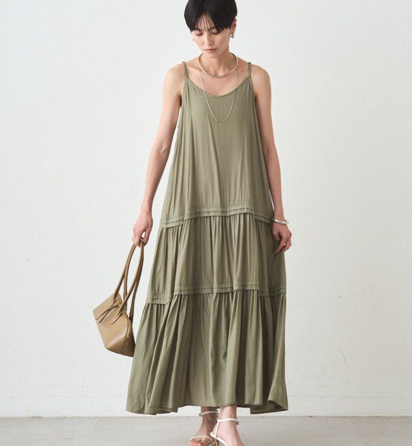  「サテンティアードキャミワンピース」|ワンピース|