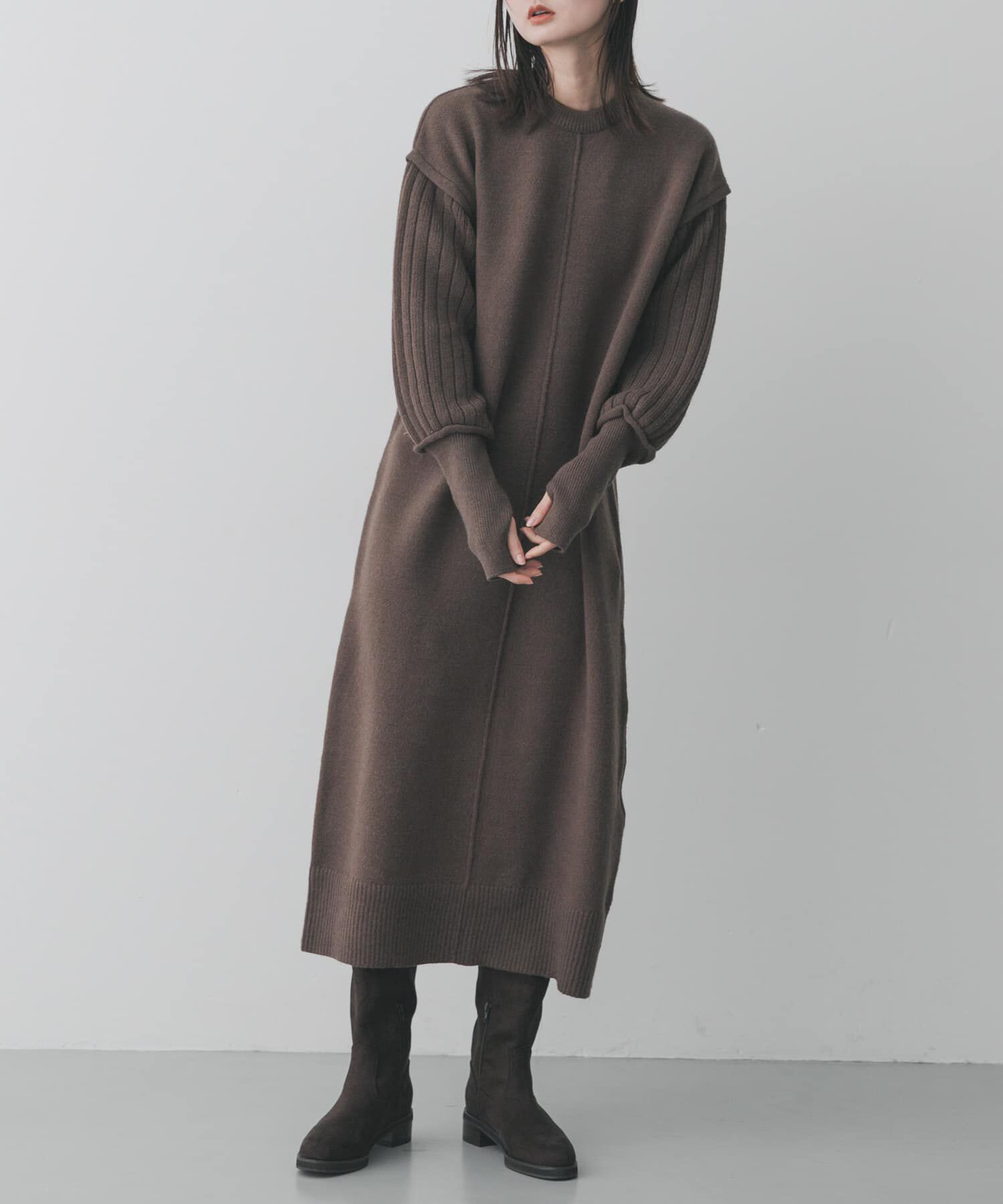 SENSE OF PLACE by URBAN RESEARCH「センターシームサムホールニットワンピース」|ワンピース|モカ