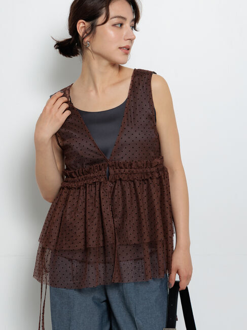 Te chichi「フロッキードットチュールレイヤードベスト」|シャツ・ブラウス|