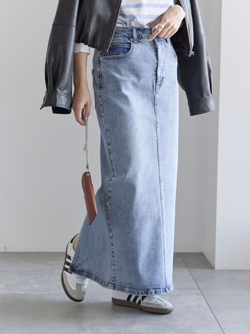 Te chichi「デニムトラペーズスカート」|スカート|サックスブルー