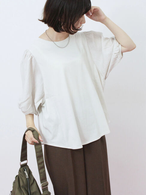 Samansa Mos2 blue「袖ボリュームTシャツ」|Tシャツ・カットソー|