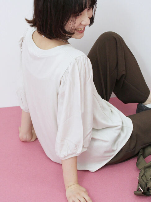 Samansa Mos2 blue「袖ボリュームTシャツ」|Tシャツ・カットソー|