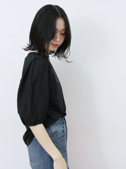 Samansa Mos2 blue「袖ボリュームTシャツ」|Tシャツ・カットソー|