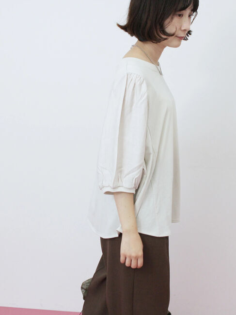 Samansa Mos2 blue「袖ボリュームTシャツ」|Tシャツ・カットソー|