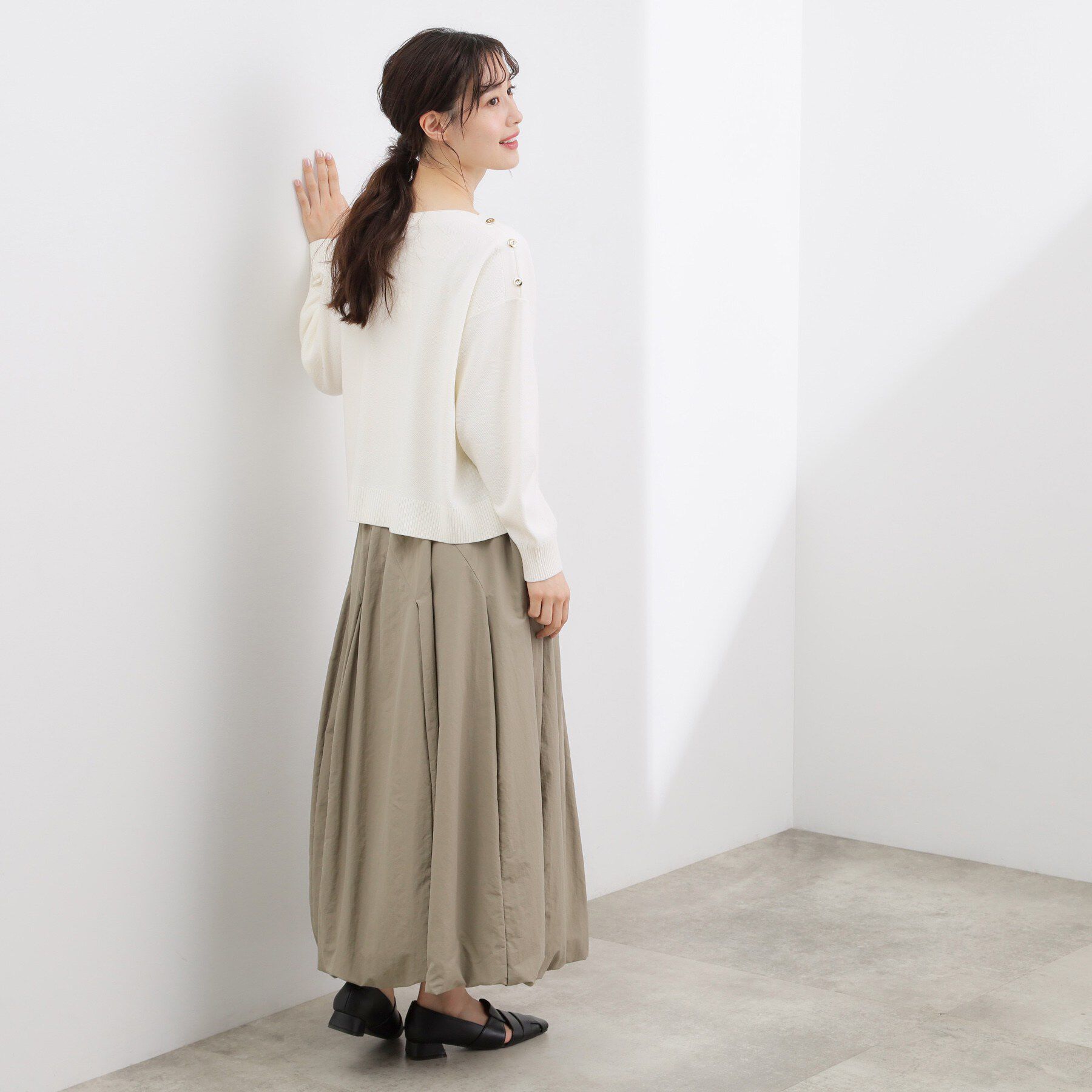 grove「【おうちで洗える】顔周りすっきり、ボートネックニット」|ニット・セーター|