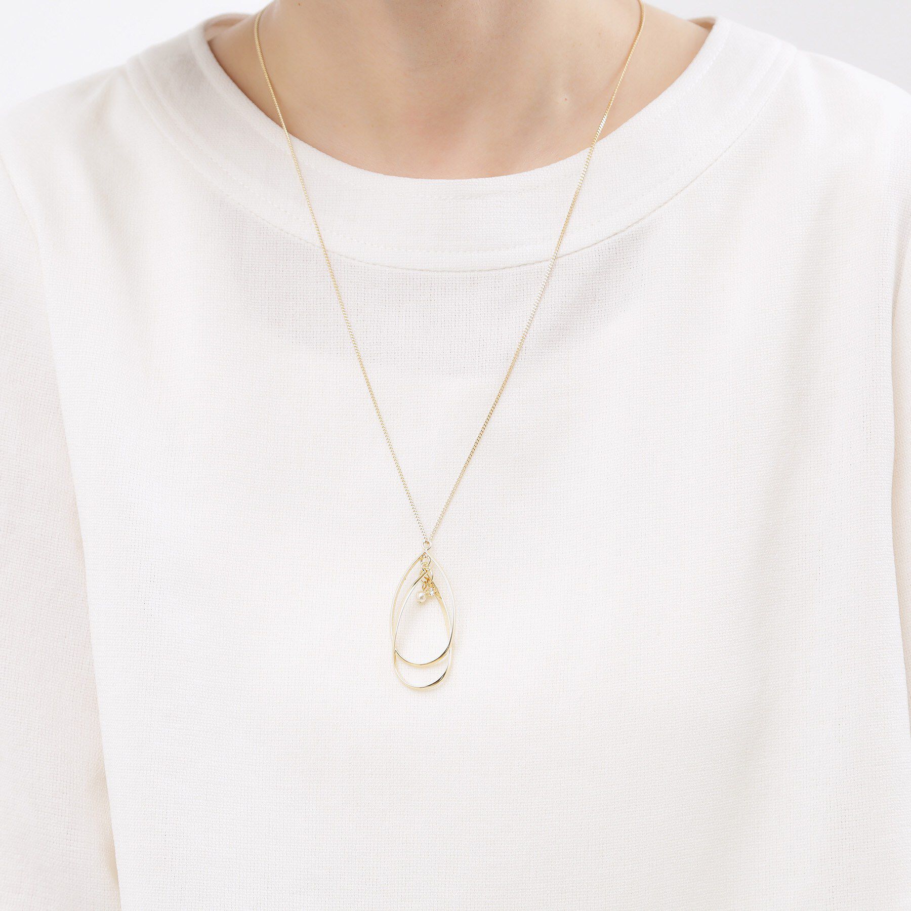 grove「ツイストダブルオーバルパール調ネックレス」|ネックレス|