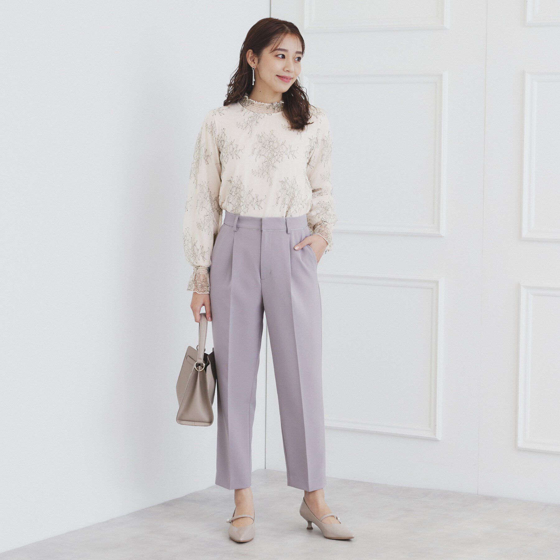 index「シャーリング総レーストップス【洗濯機洗い可】」|Tシャツ・カットソー|