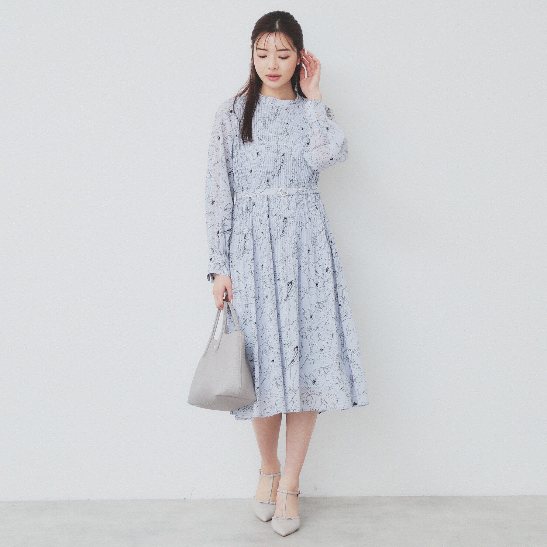 index「ベルト付きプリーツフレアワンピース【洗濯機洗い可/防シワ】」|ワンピース|