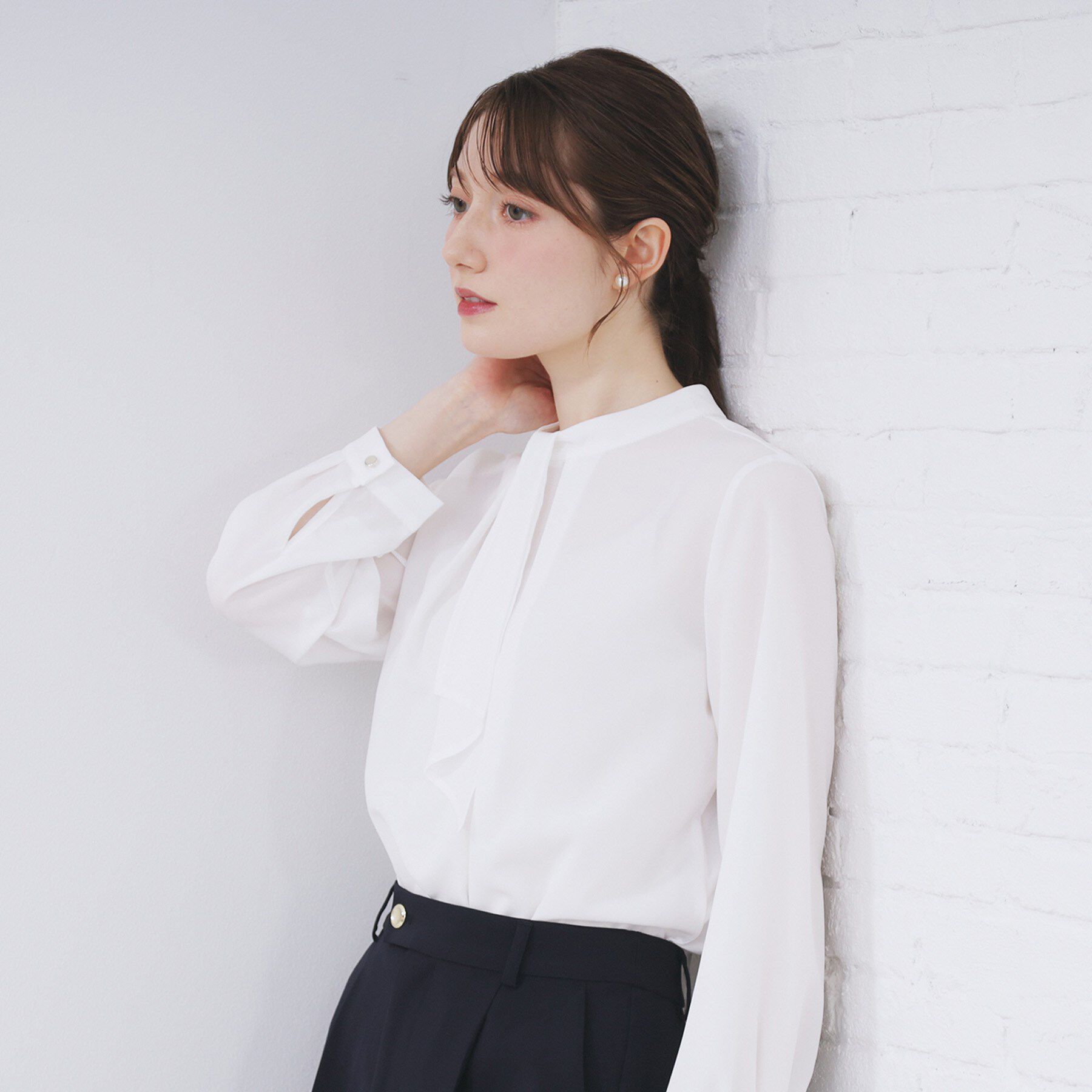 index「ボウタイタックブラウス【洗濯機OK/防シワ】《XS～3L》」|シャツ・ブラウス|