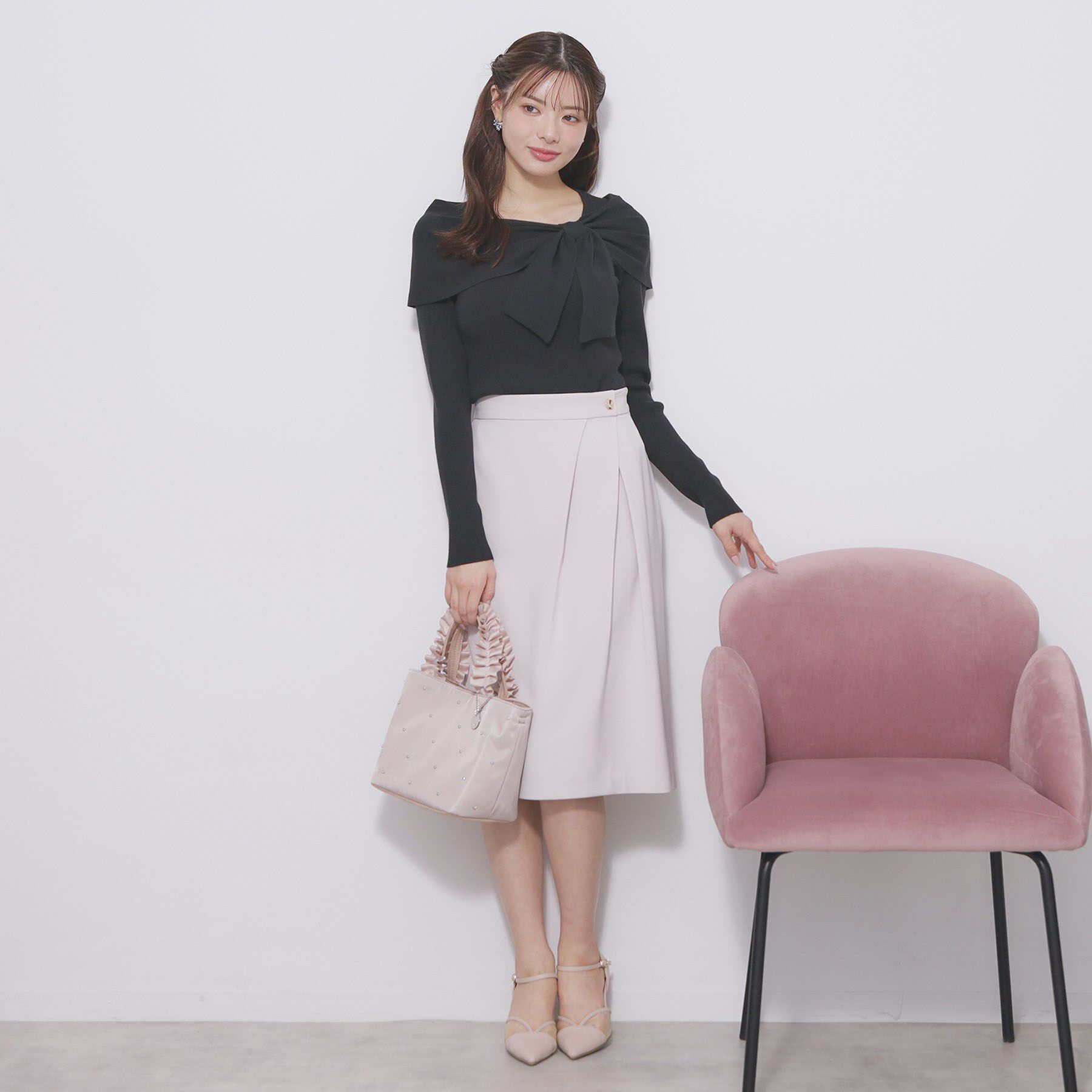 index「オフショルリボンリブニット【洗濯機OK】」|ニット・セーター|