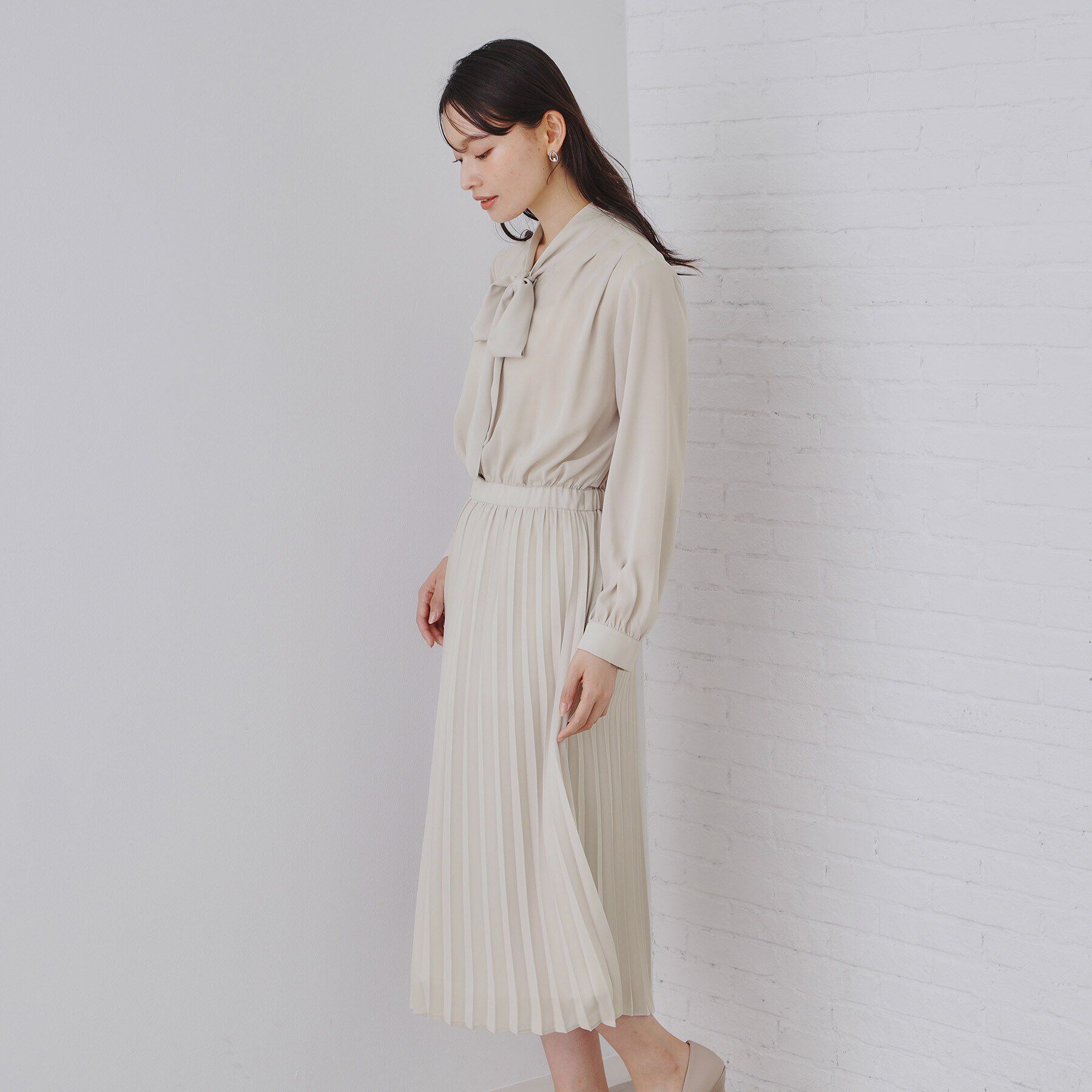 OPAQUE.CLIP「《通勤・セレモニー対応》ジョーゼットプリーツワンピース【洗える】」|ワンピース|