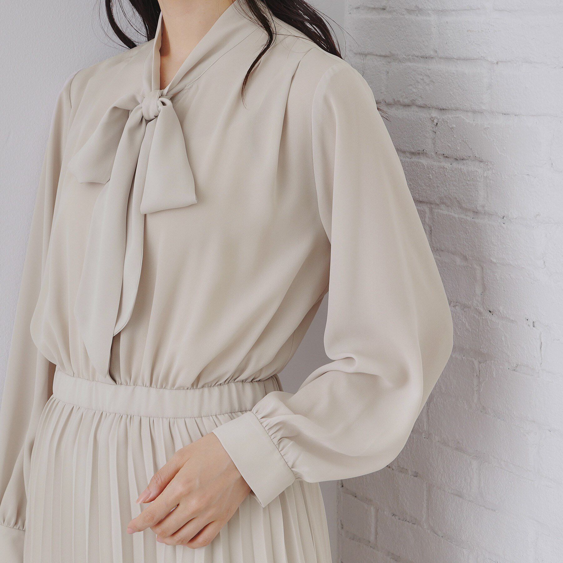 OPAQUE.CLIP「《通勤・セレモニー対応》ジョーゼットプリーツワンピース【洗える】」|ワンピース|