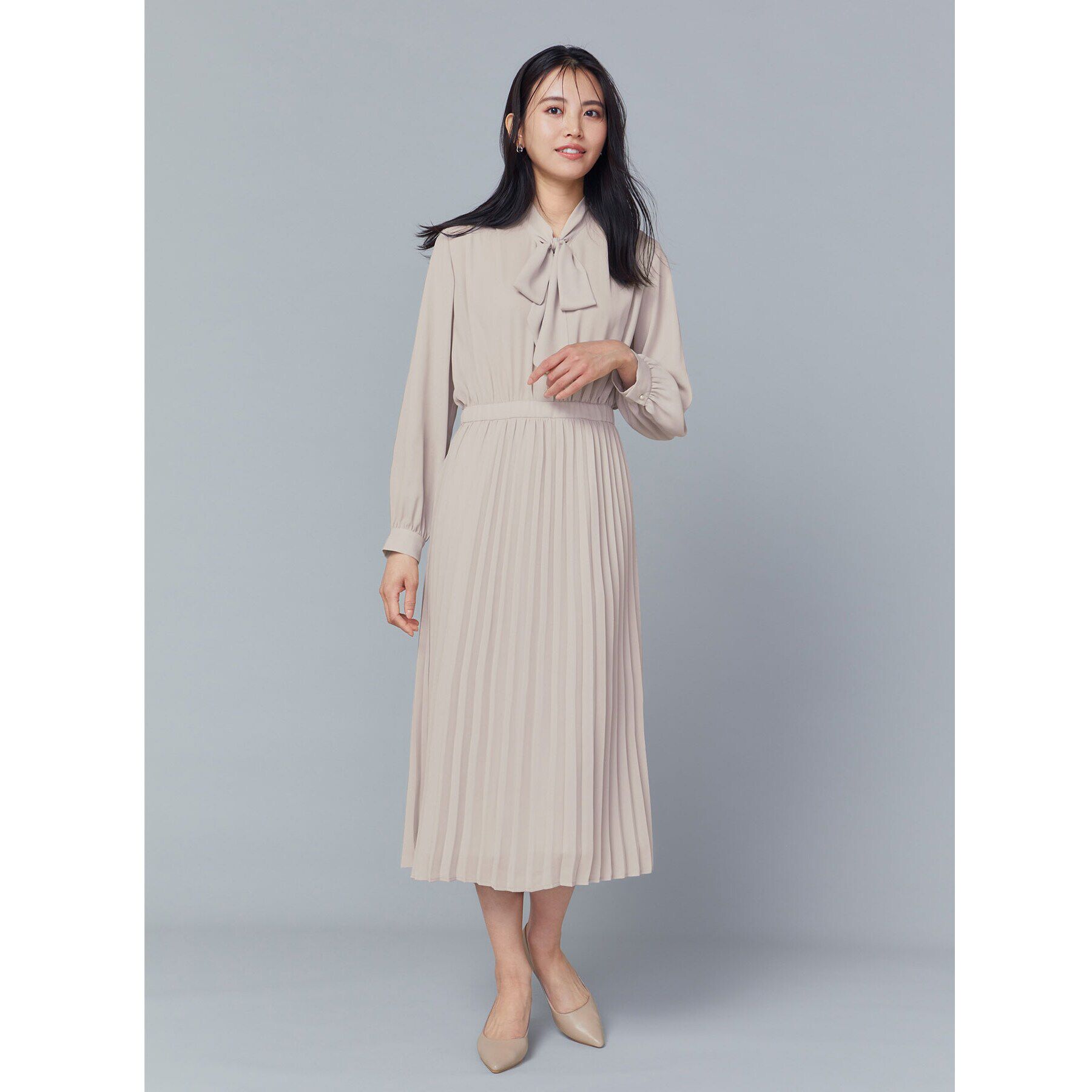 OPAQUE.CLIP「《通勤・セレモニー対応》ジョーゼットプリーツワンピース【洗える】」|ワンピース|