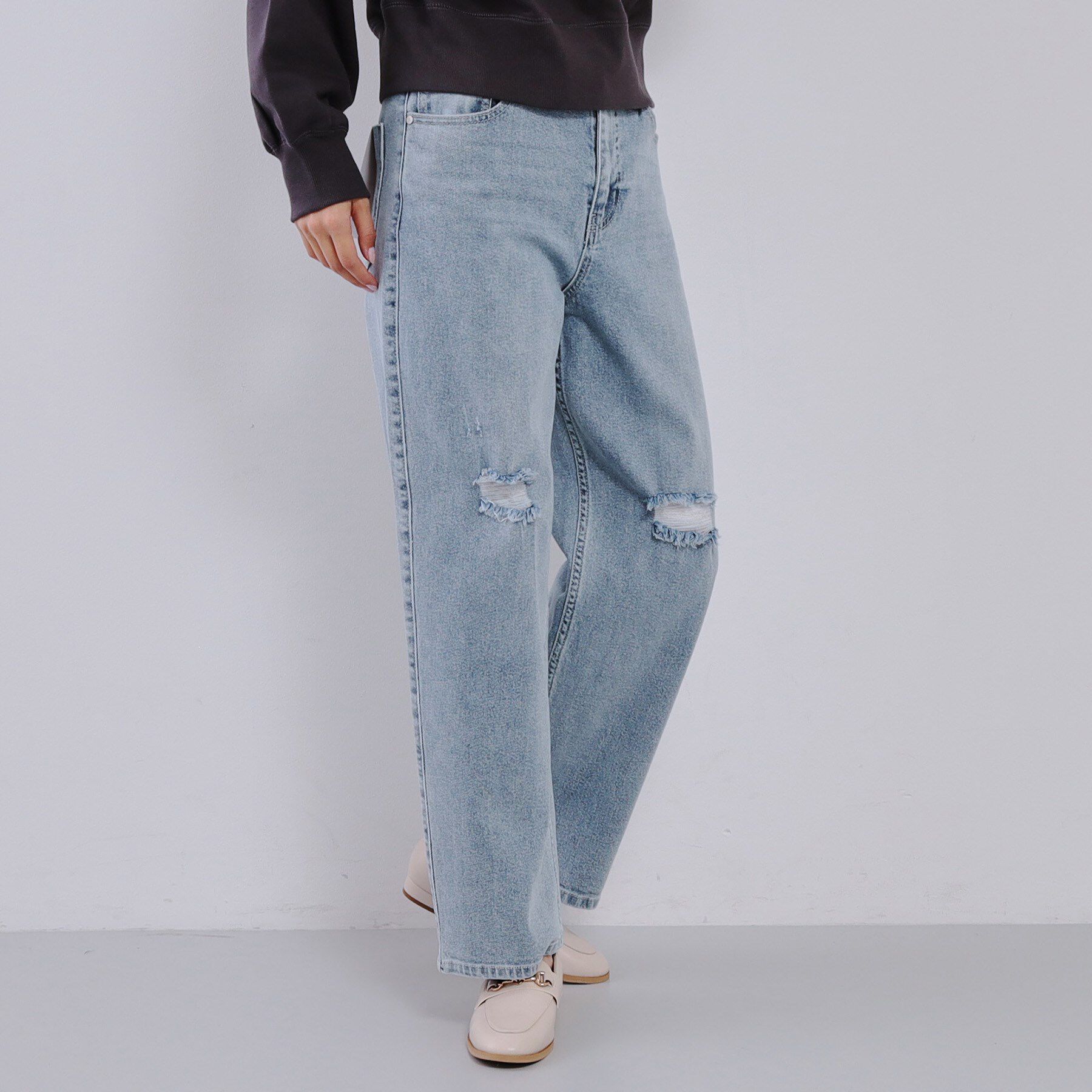 OPAQUE.CLIP「《SS-LLsize》ストレッチダメージストレートデニム【洗濯機洗い可】」|その他|