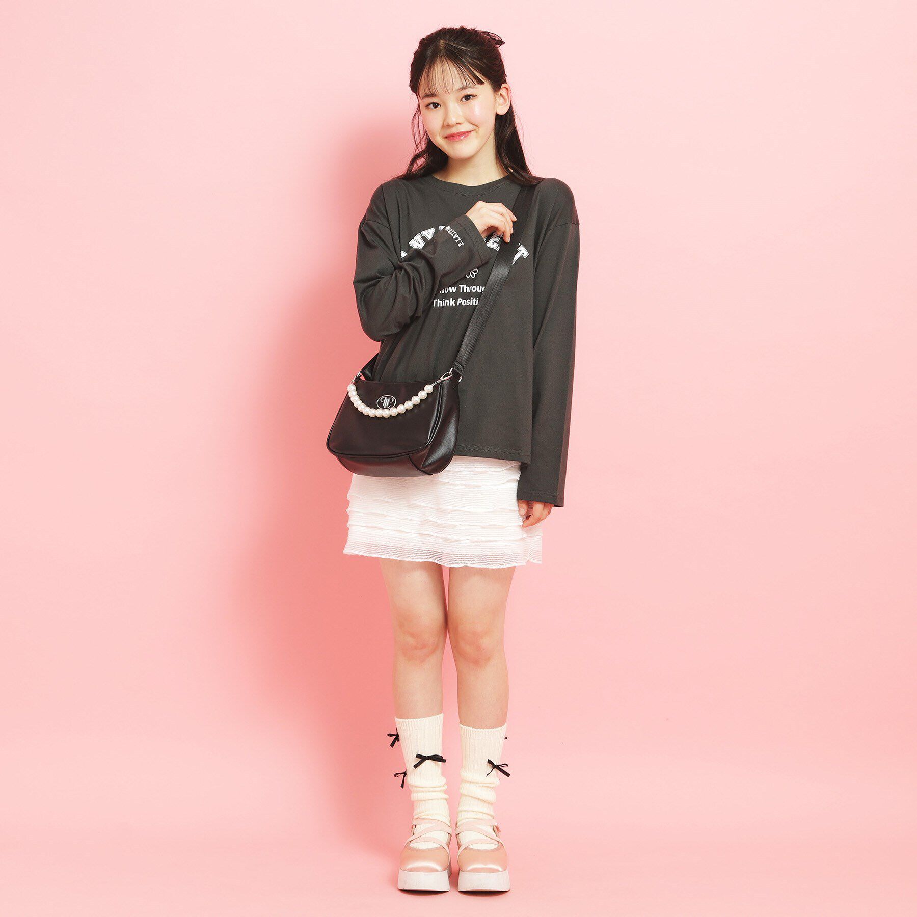 PINK-latte「フェイクパール付きハンドルショルダー」|ショルダー・メッセンジャー|