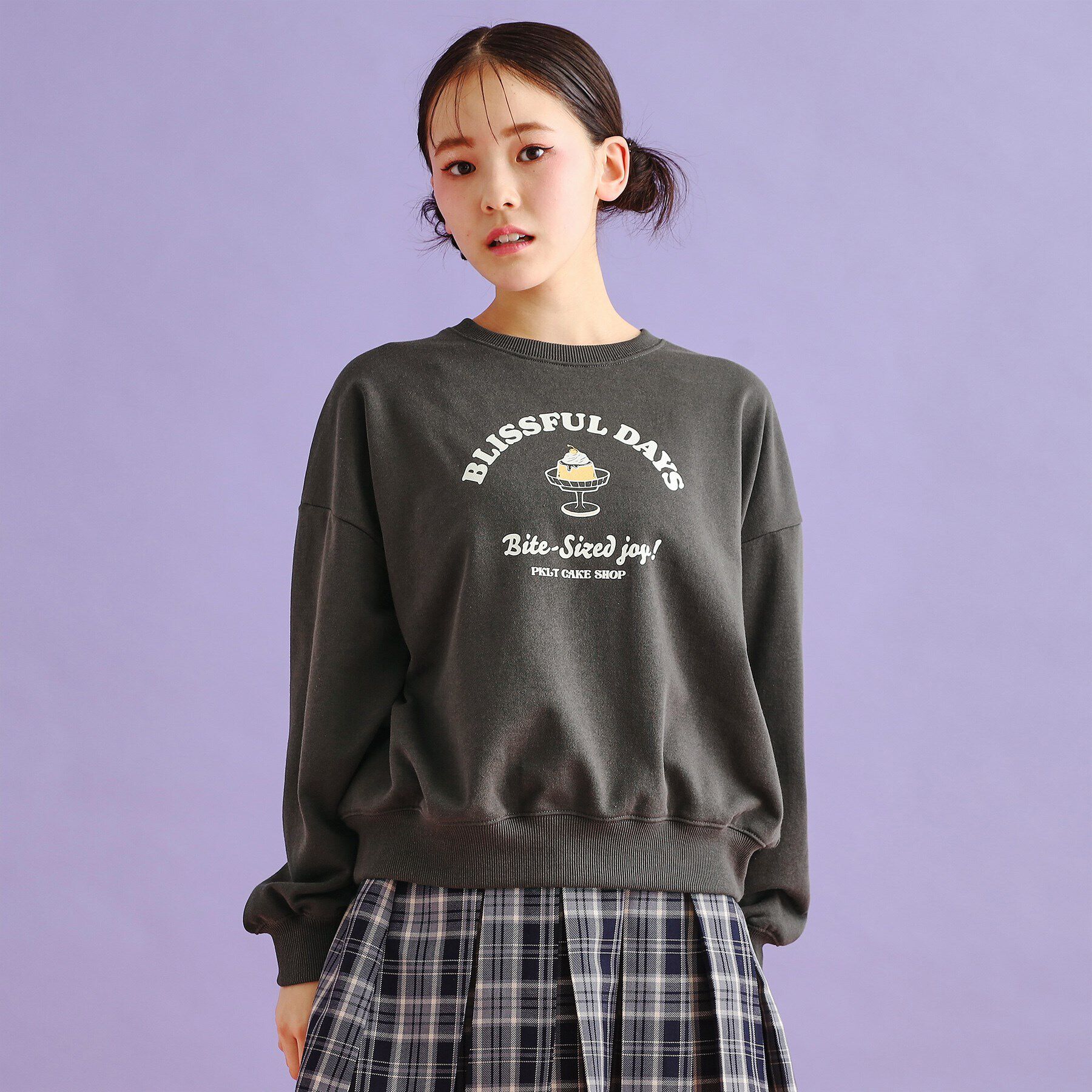 PINK-latte「裏毛スウィーツプルオーバー」|Tシャツ・カットソー|チャコールグレー(0