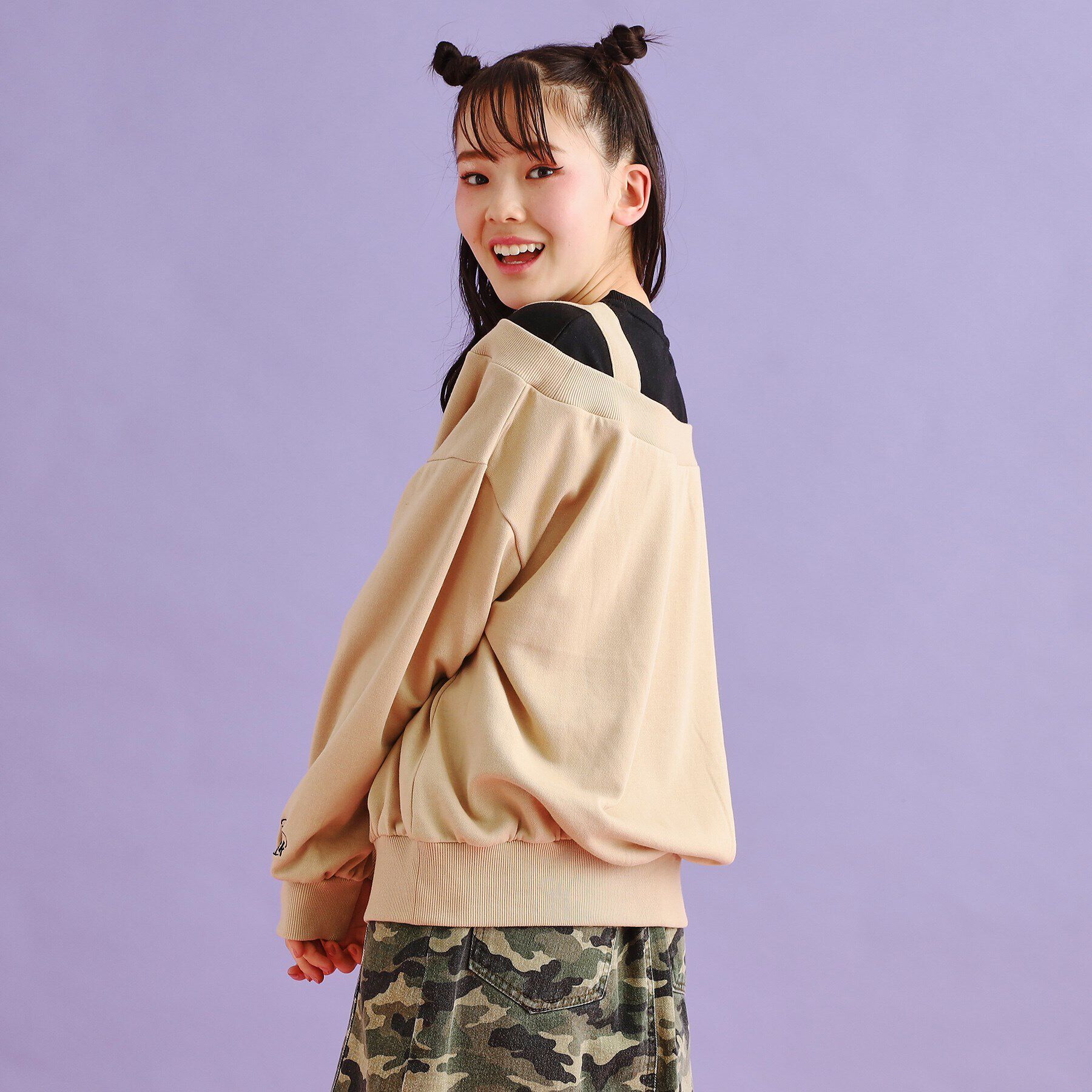 PINK-latte「ミニ裏毛レイヤードプルオーバー」|Tシャツ・カットソー|