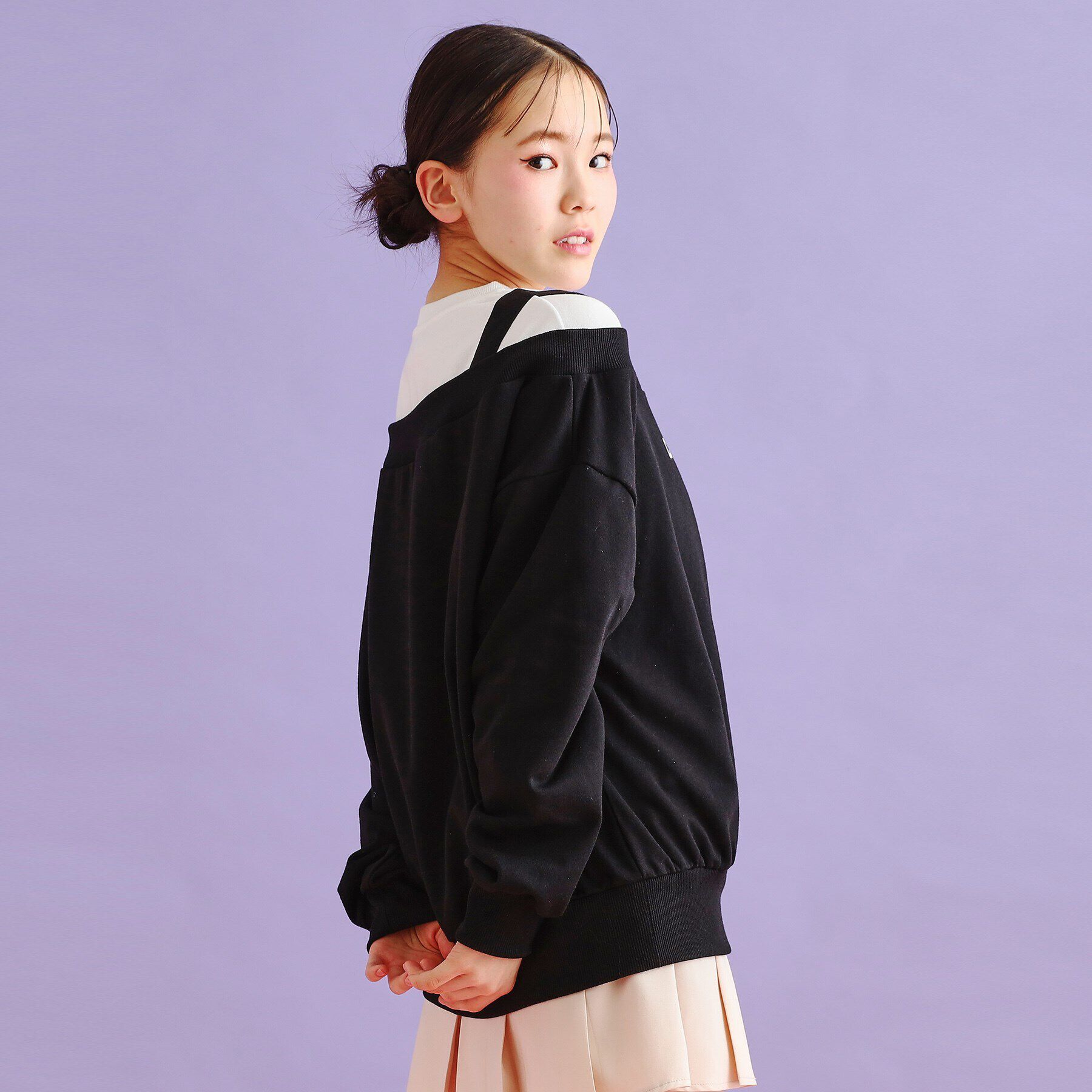 PINK-latte「ミニ裏毛レイヤードプルオーバー」|Tシャツ・カットソー|