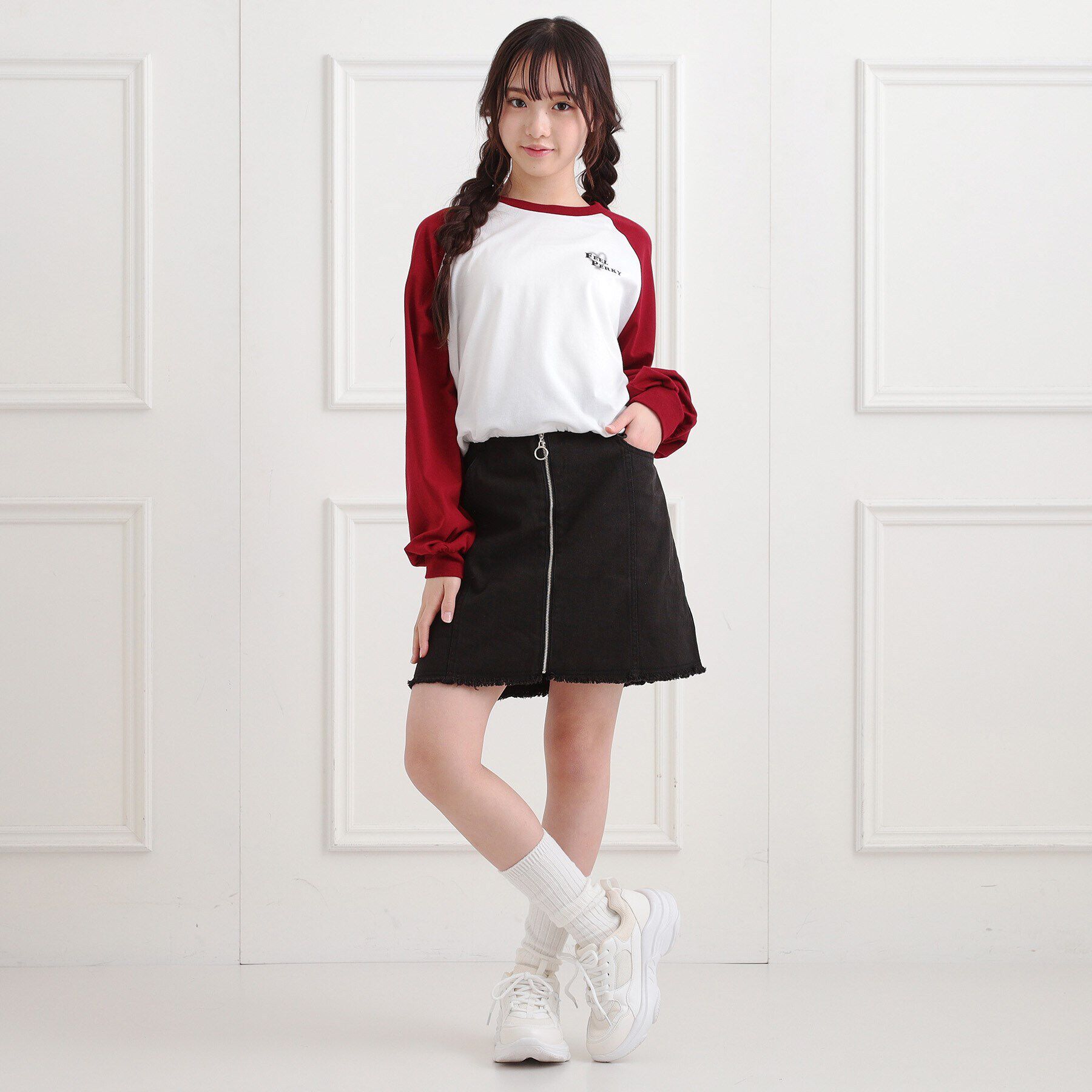 PINK-latte「スプレープリントラグランロンT」|Tシャツ・カットソー|