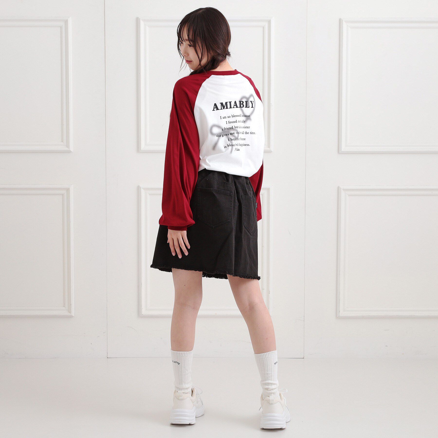 PINK-latte「スプレープリントラグランロンT」|Tシャツ・カットソー|