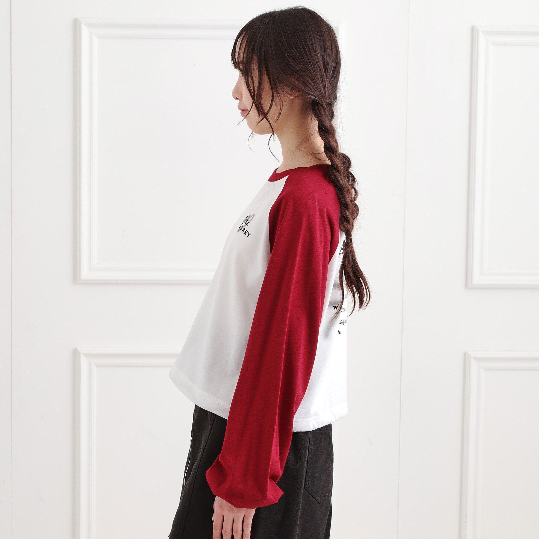 PINK-latte「スプレープリントラグランロンT」|Tシャツ・カットソー|