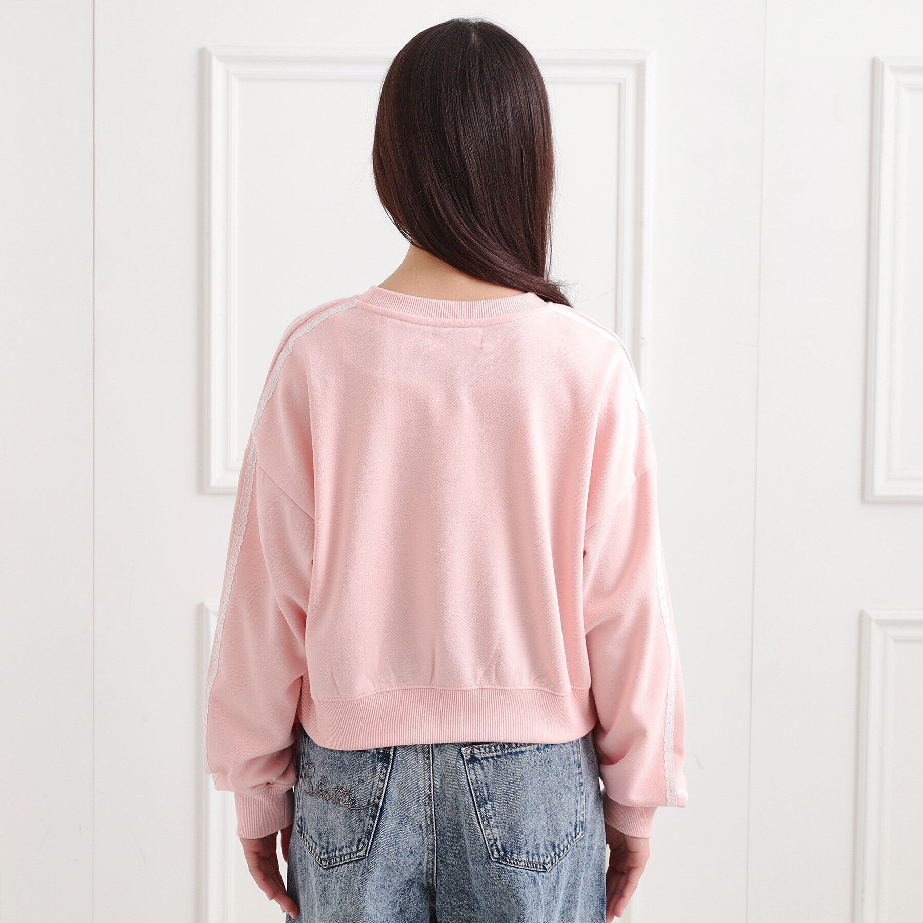 PINK-latte「ミニ裏レースライン短丈プルオーバー」|Tシャツ・カットソー|