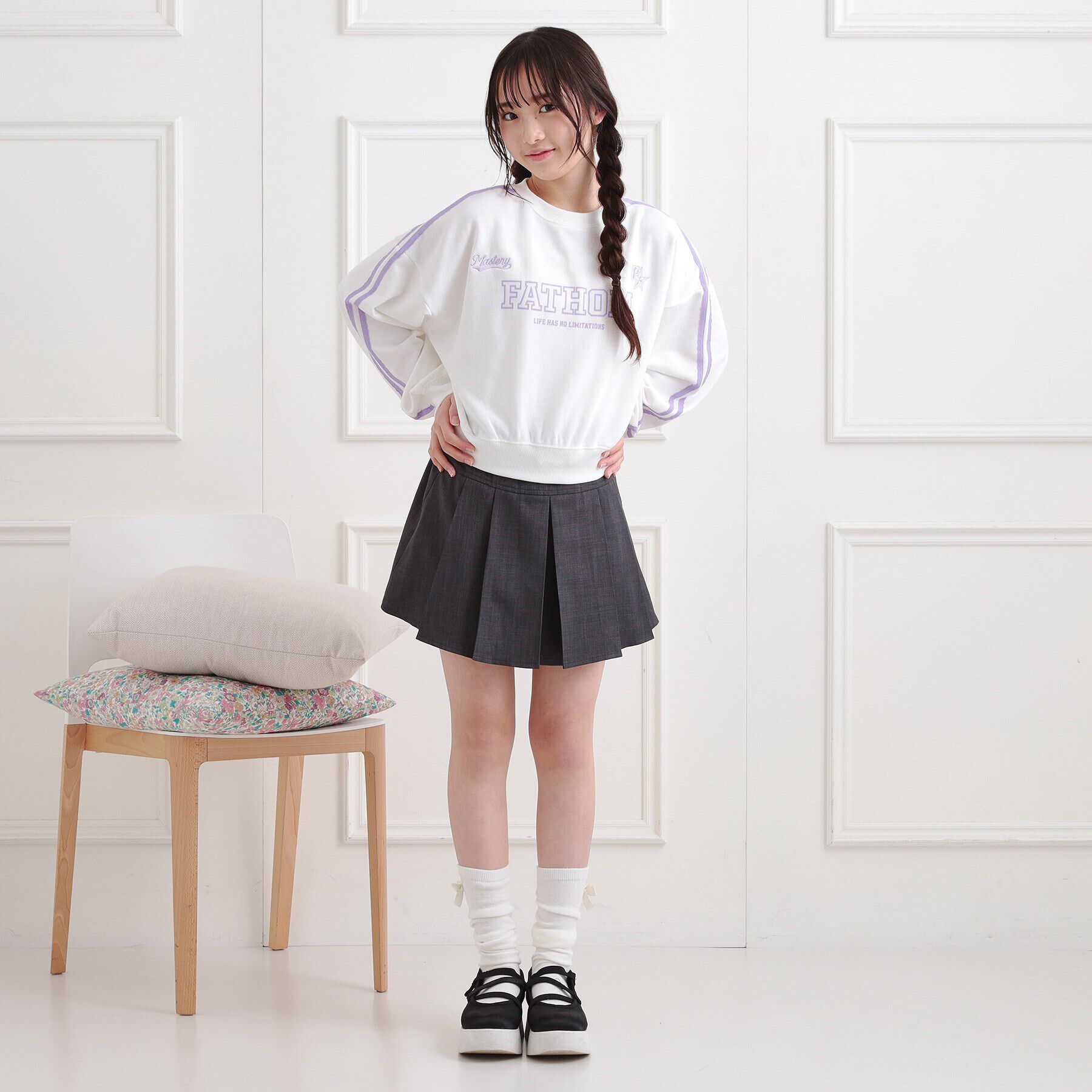 PINK-latte「ミニ裏レースライン短丈プルオーバー」|Tシャツ・カットソー|