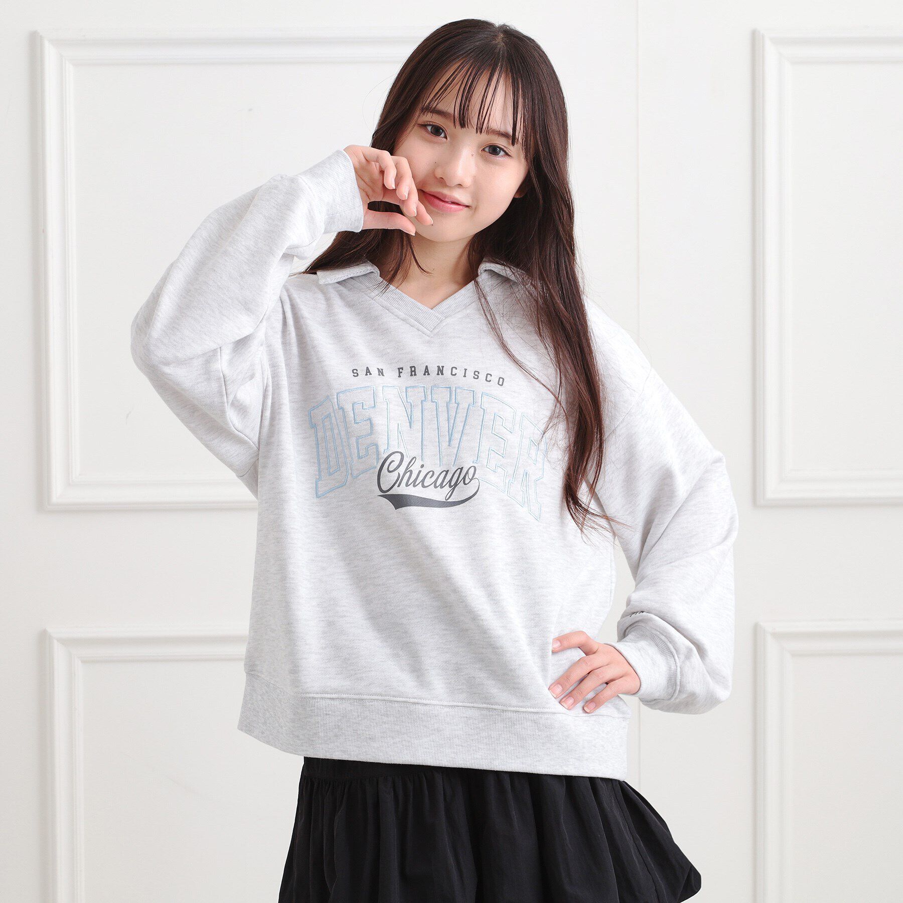 PINK-latte「ミニ裏毛エリ付きプルオーバー」|Tシャツ・カットソー|