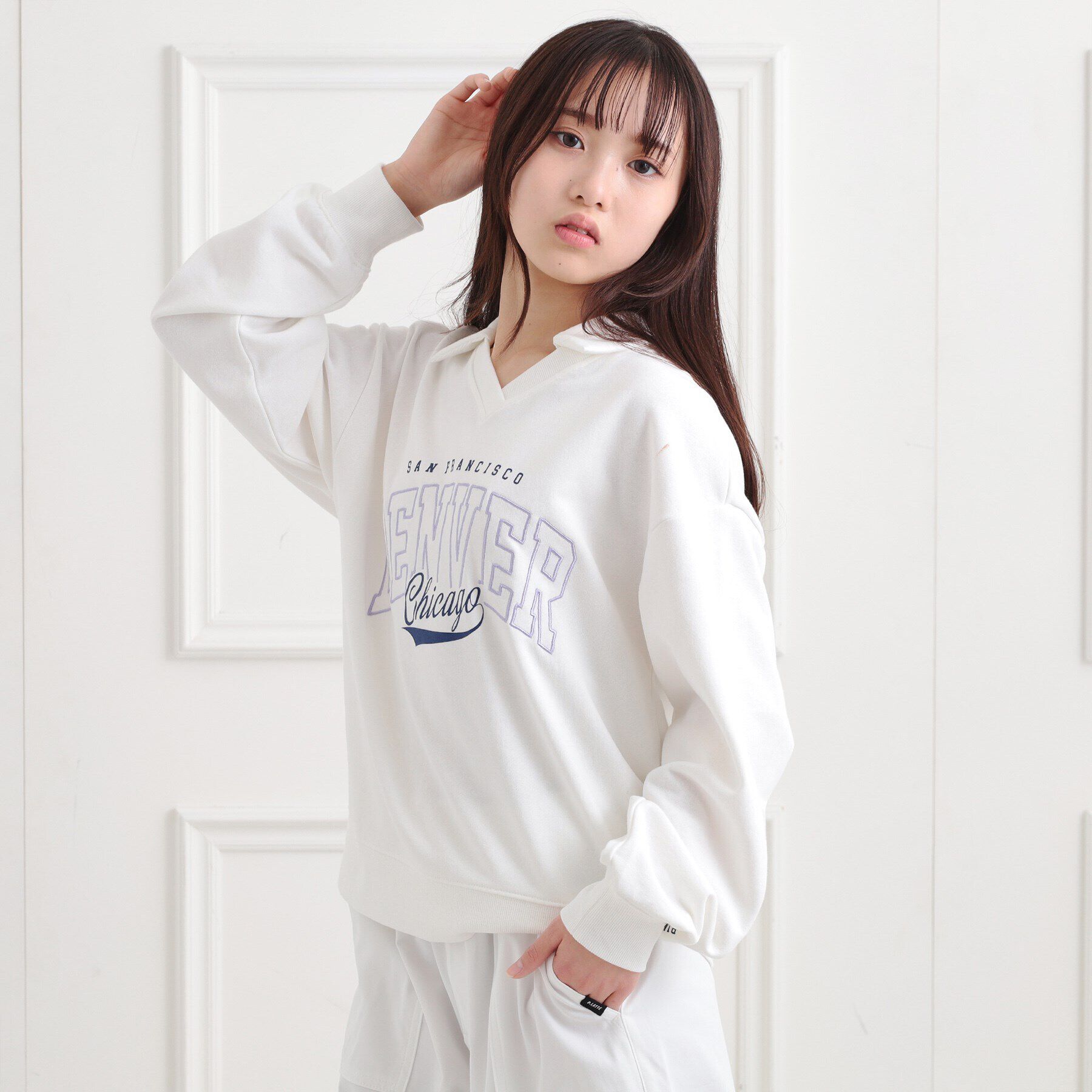 PINK-latte「ミニ裏毛エリ付きプルオーバー」|Tシャツ・カットソー|