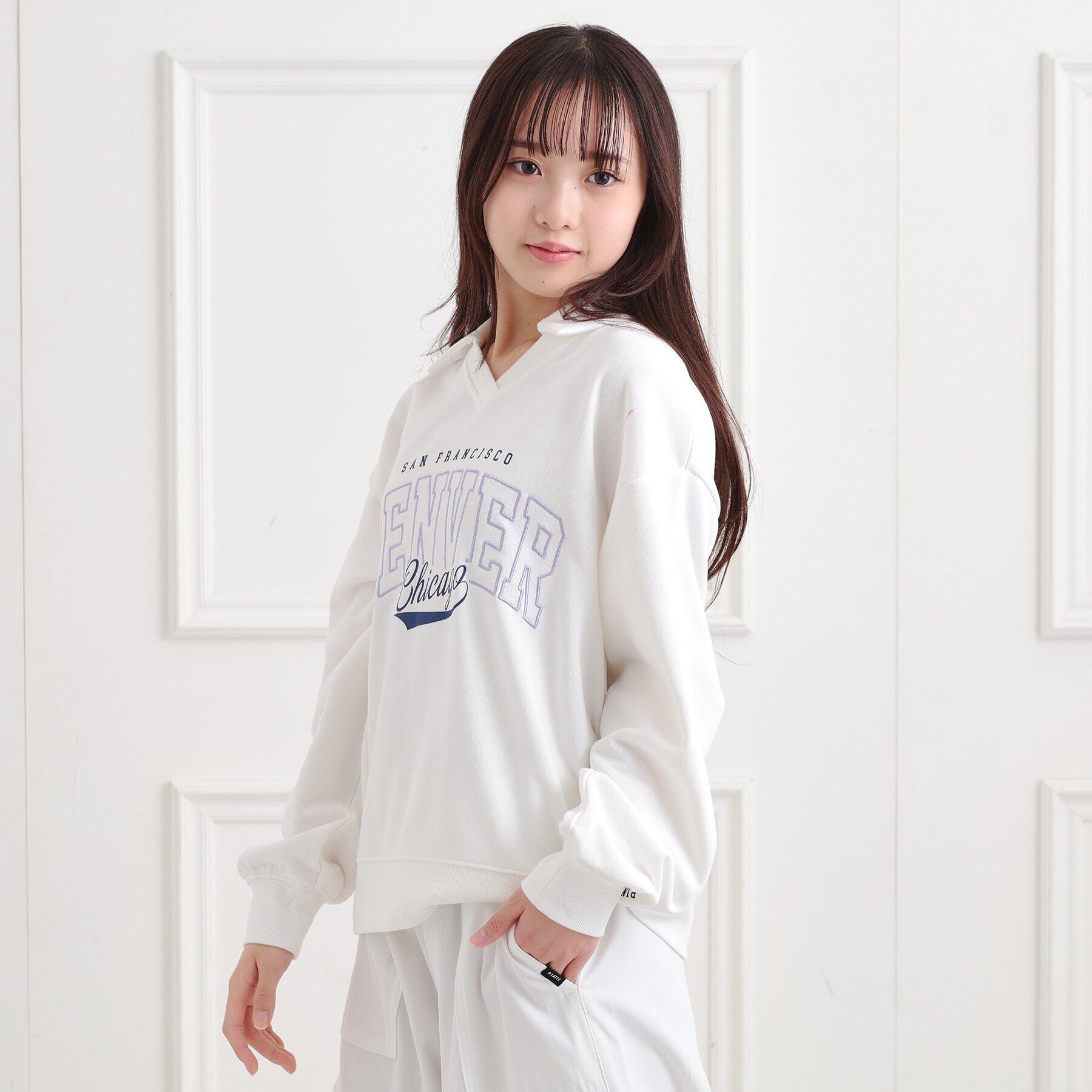 PINK-latte「ミニ裏毛エリ付きプルオーバー」|Tシャツ・カットソー|